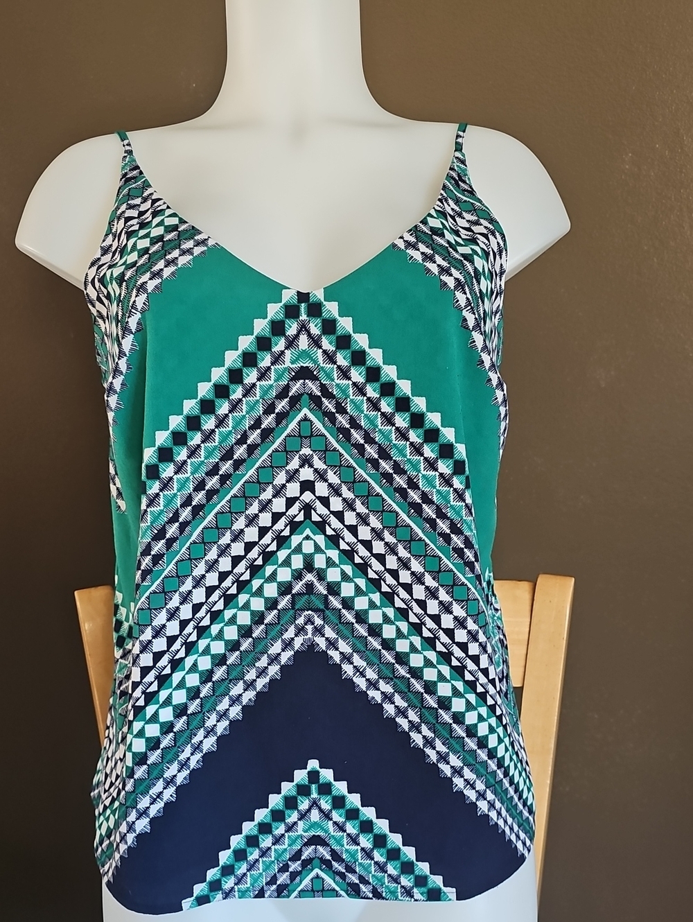 Banana Republic Teal, Navy & White Printed Shell Top